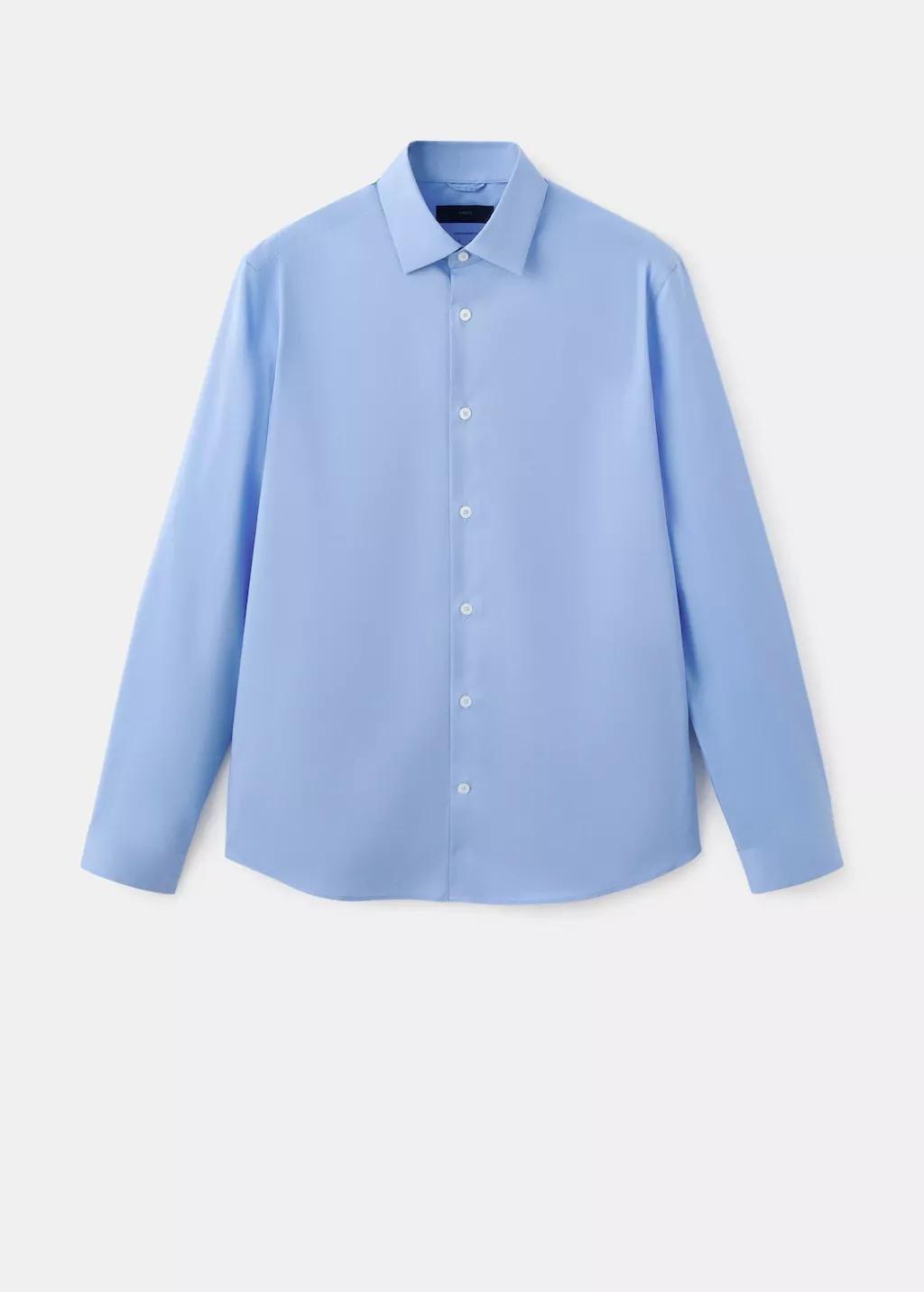 Blue Comfort Stretch Non-Iron Shirt, Light-Pastel Blue, large image number 7