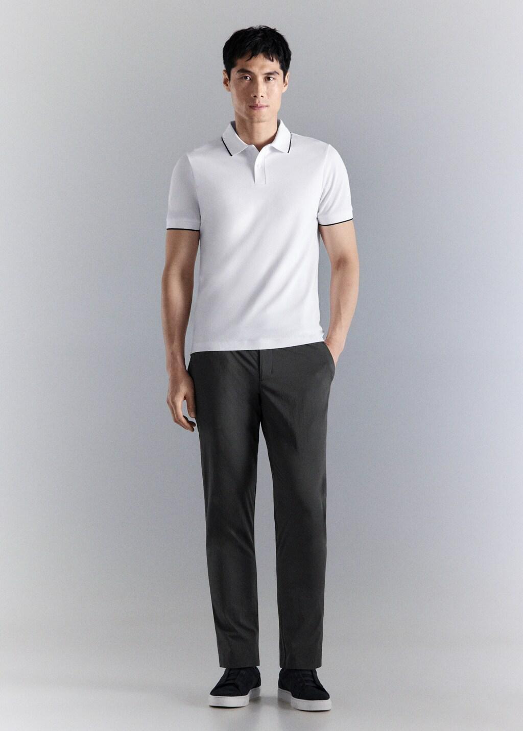 WHITE Comfort stretch piqu&eacute; polo, White, large image number 0