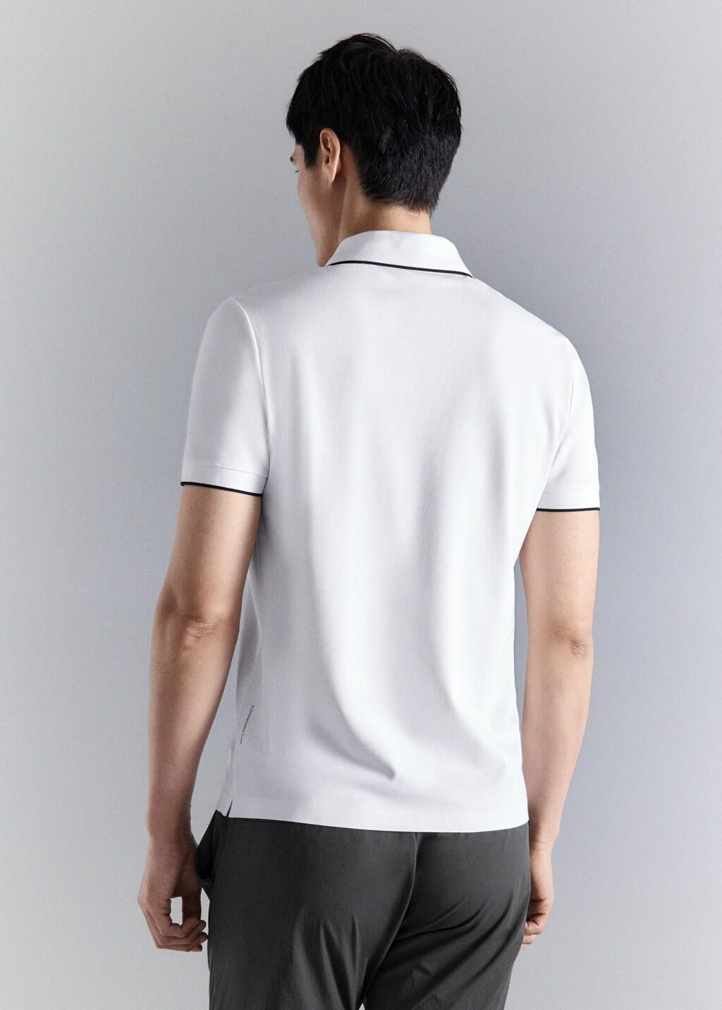 WHITE Comfort stretch piqu&eacute; polo, White, large image number 2