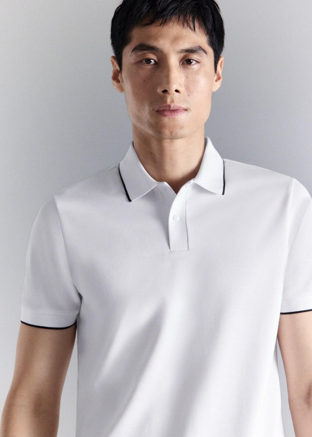 WHITE Comfort stretch piqu&eacute; polo, White, large image number 4