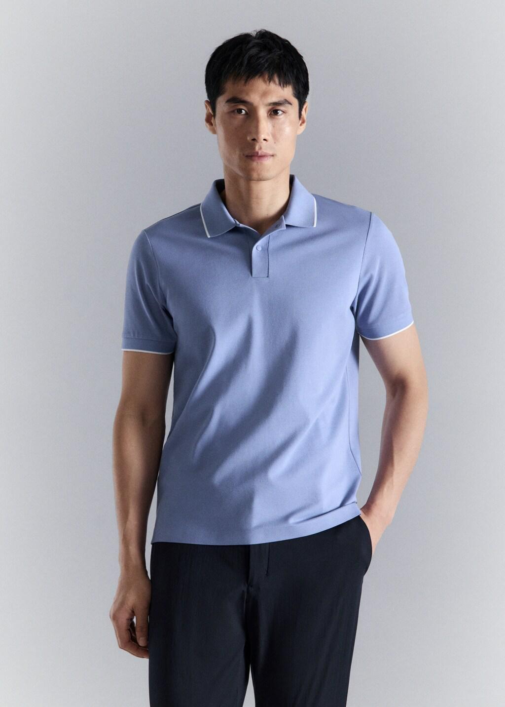 LT-PASTEL BLUE Comfort stretch piqu&eacute; polo, Light-Pastel Blue, large image number 3