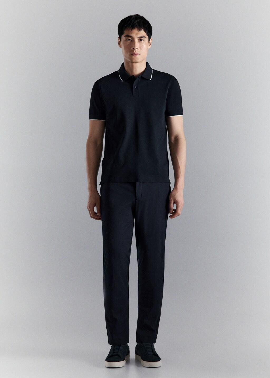 Navy Comfort Stretch Coolmax Pique Polo, Navy, medium