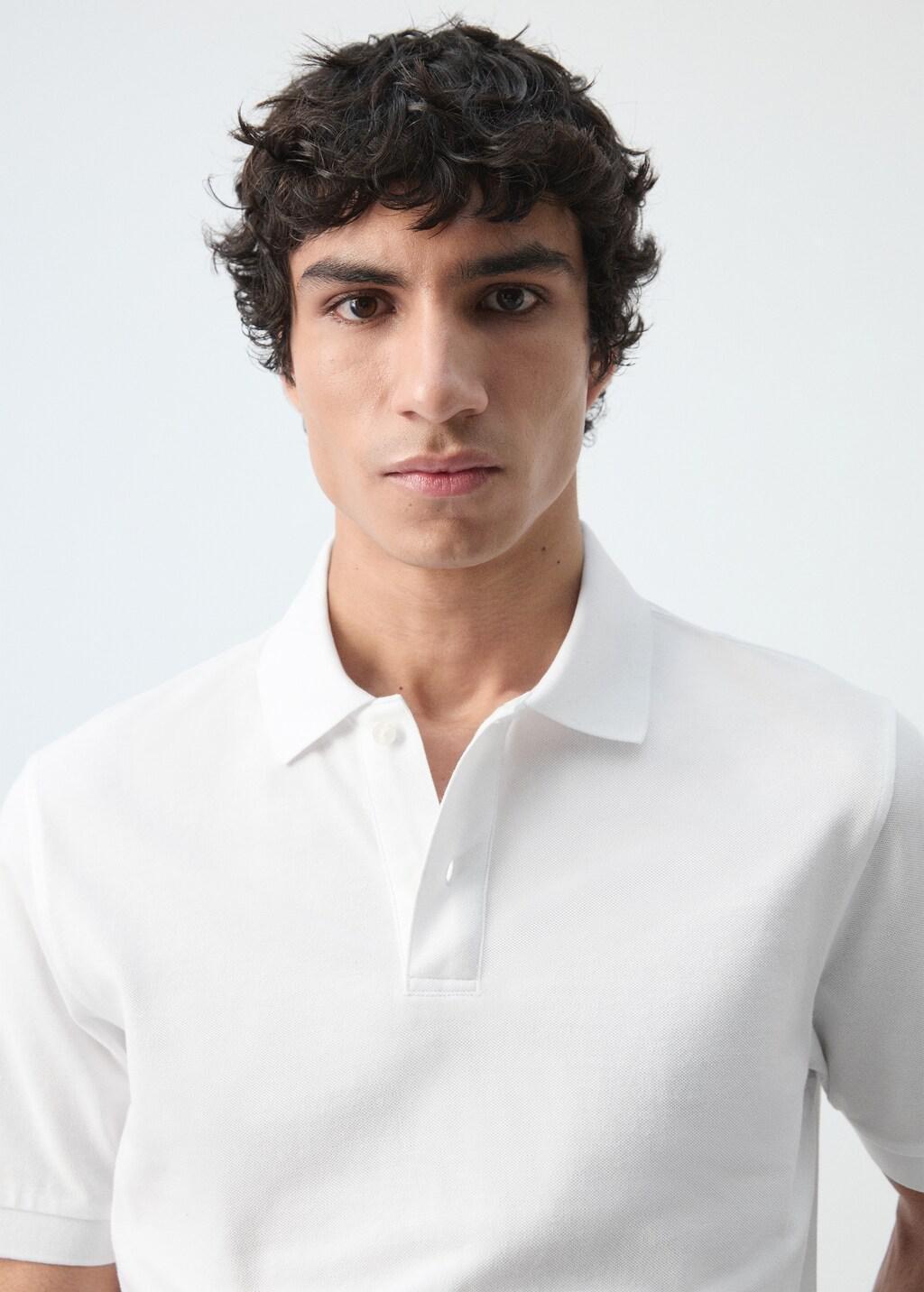 White Regular-Fit Cotton Piqu&eacute; Polo Shirt, White, large image number 4