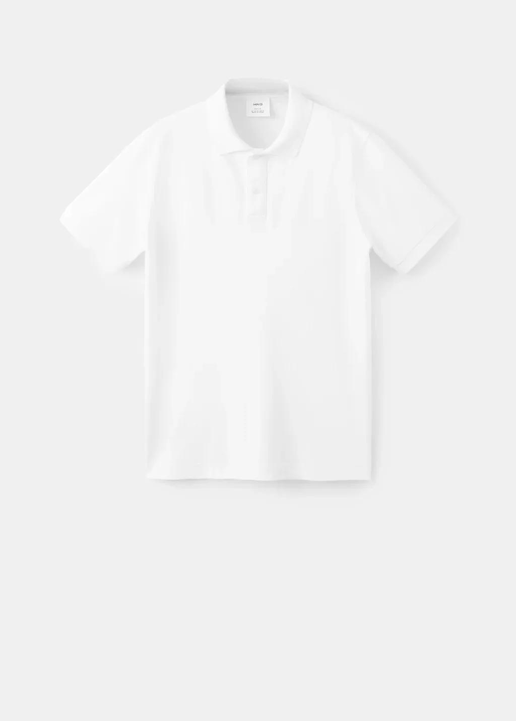 White Regular-Fit Cotton Piqu&eacute; Polo Shirt, White, large image number 7