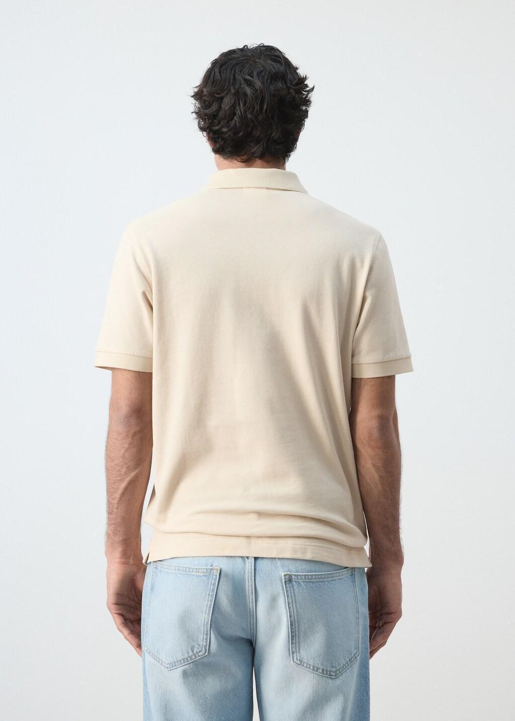 Cream Regular-Fit Cotton Piqu&eacute; Polo Shirt, Light Pastel Brown, large image number 2