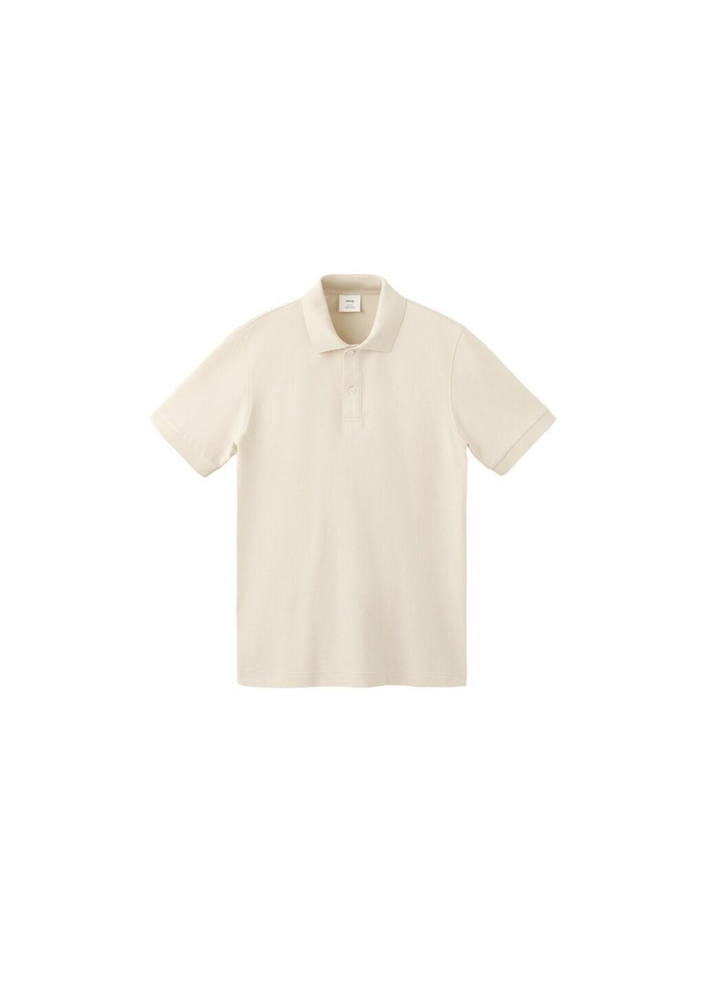Cream Regular-Fit Cotton Piqu&eacute; Polo Shirt, Light Pastel Brown, large image number 6
