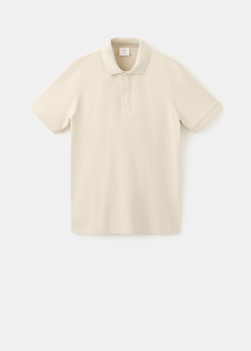 Cream Regular-Fit Cotton Piqu&eacute; Polo Shirt, Light Pastel Brown, large image number 7