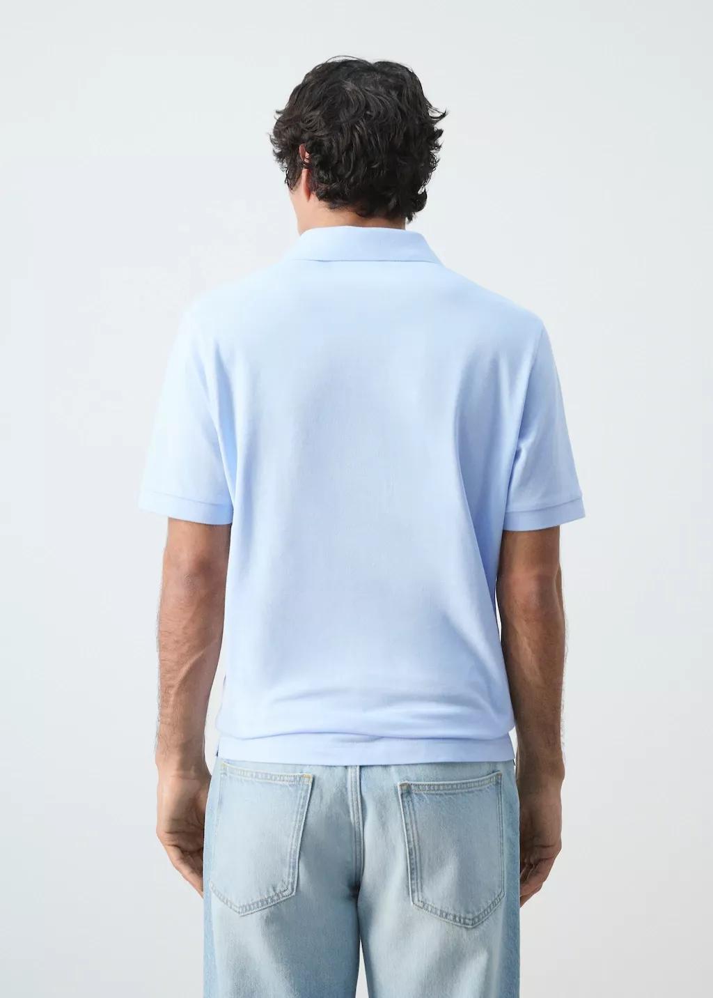 Blue Regular-Fit Cotton Piqu&eacute; Polo Shirt, Light-Pastel Blue, large image number 2