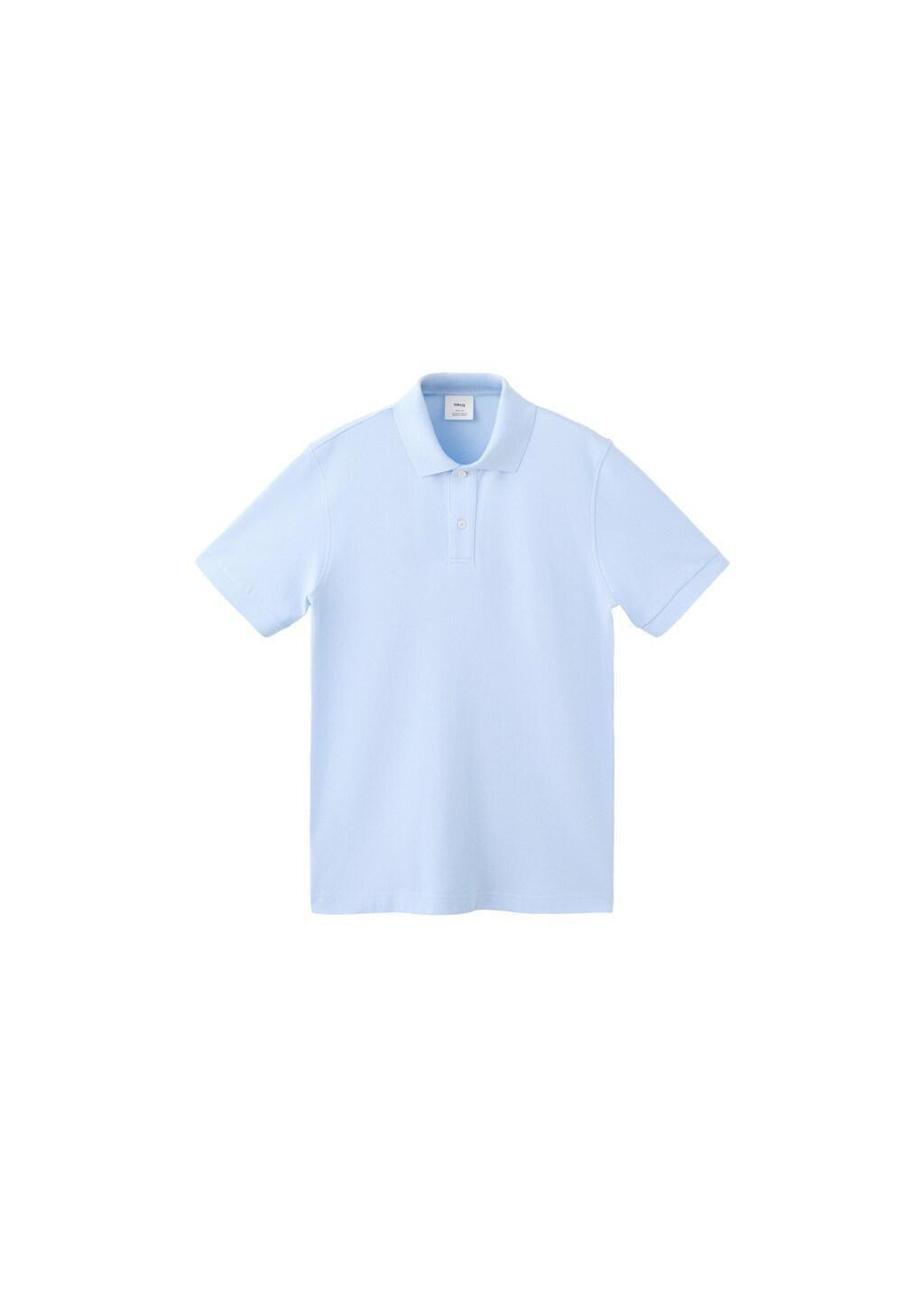 Blue Regular-Fit Cotton Piqu&eacute; Polo Shirt, Light-Pastel Blue, large image number 6