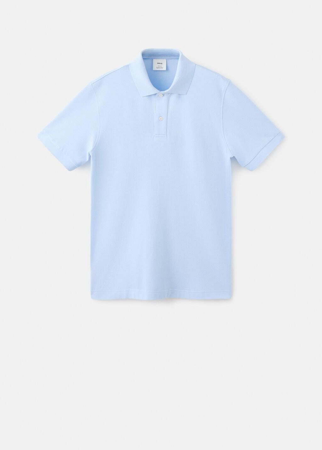 Blue Regular-Fit Cotton Piqu&eacute; Polo Shirt, Light-Pastel Blue, large image number 7