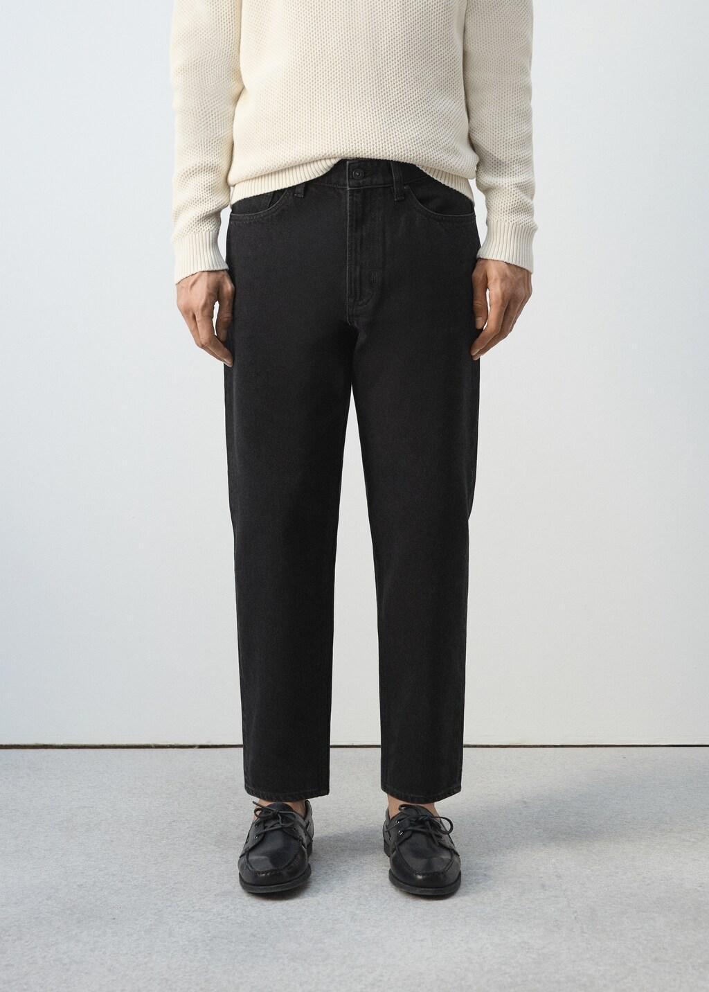 Black Sammy Cropped Carrot-Fit Jeans, Open Grey, large image number 3