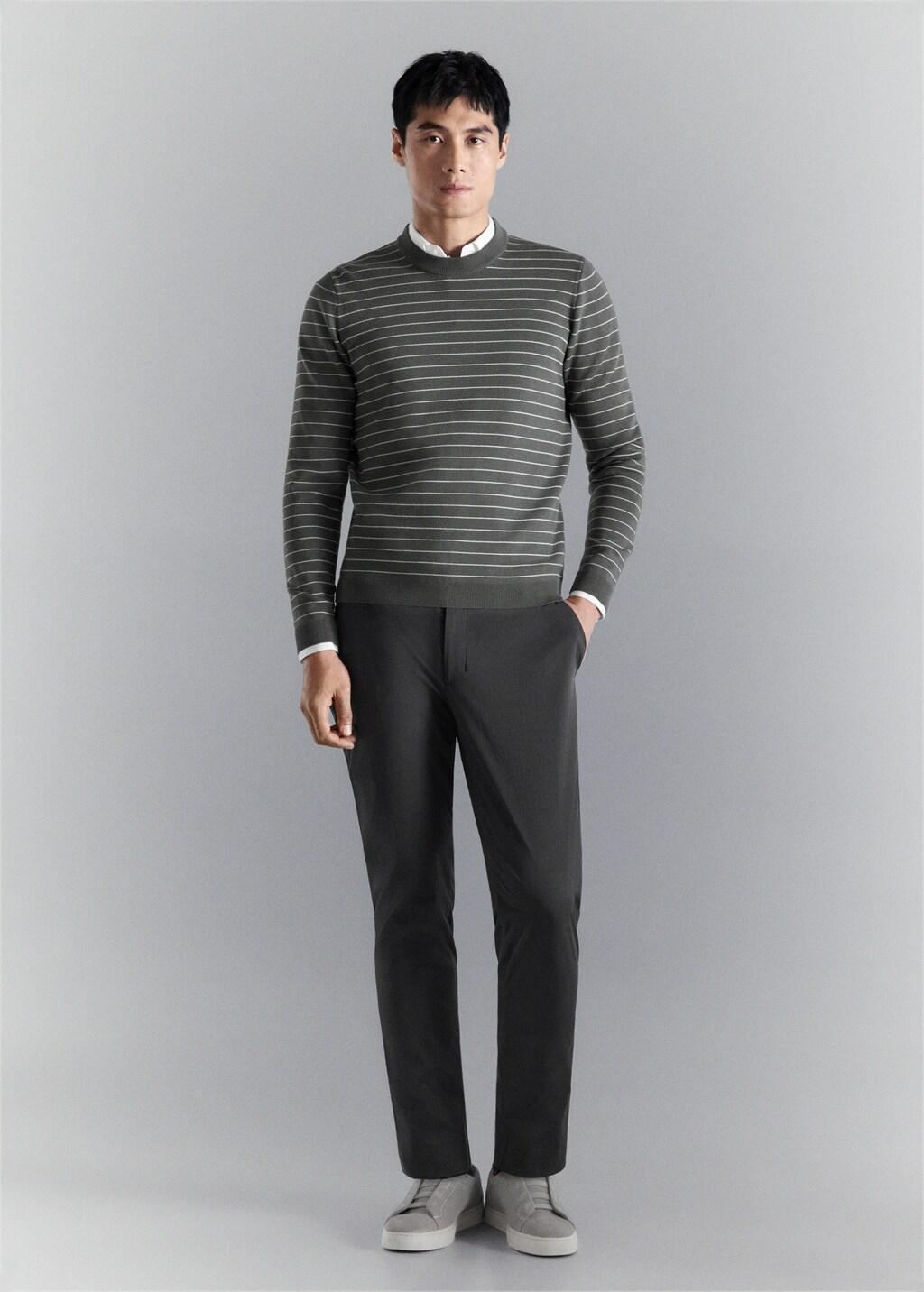 Grey Comfort Stretch Striped Jersey, 0201_97, medium