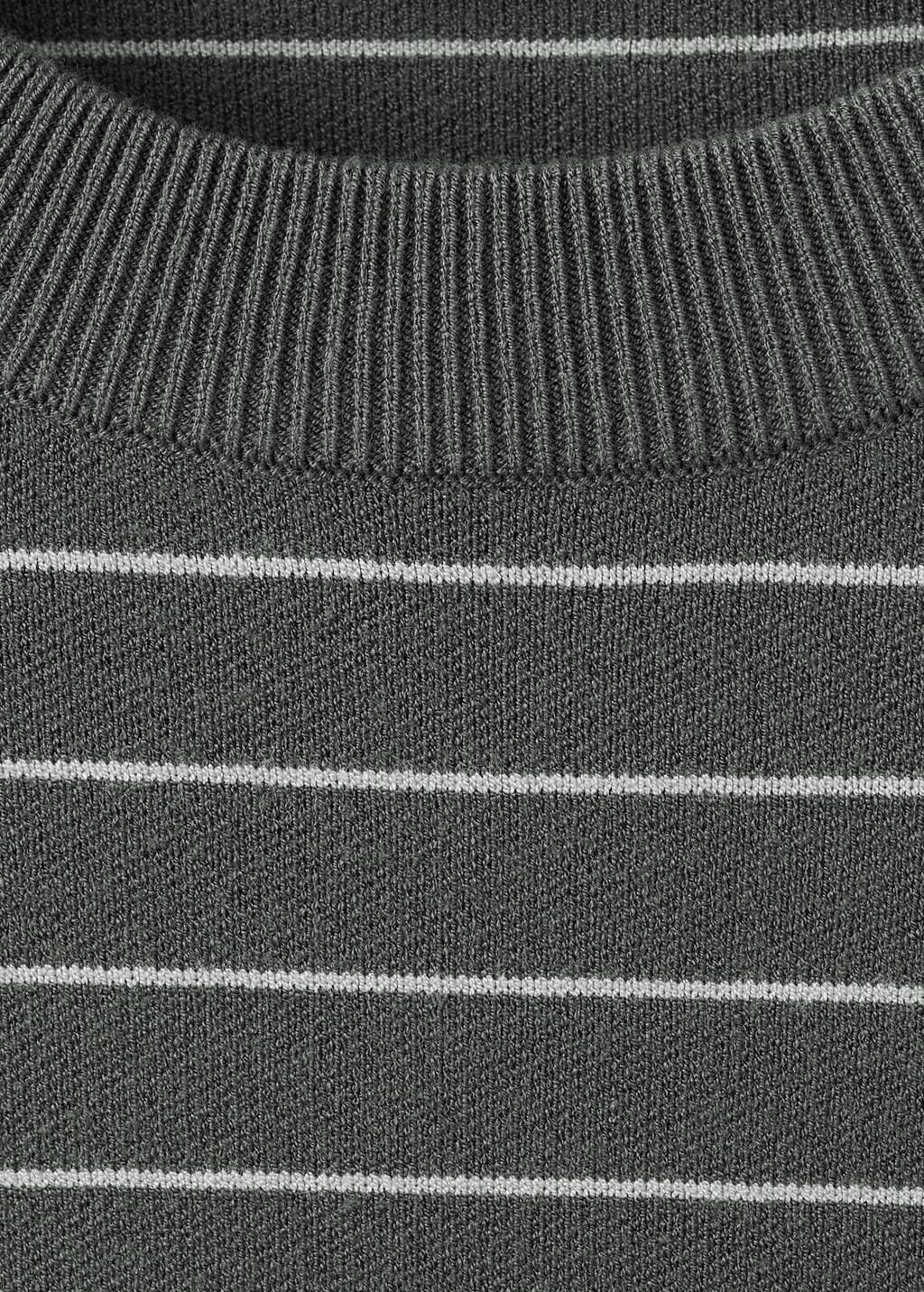 Grey Comfort Stretch Striped Jersey, Dark Grey, large image number 1