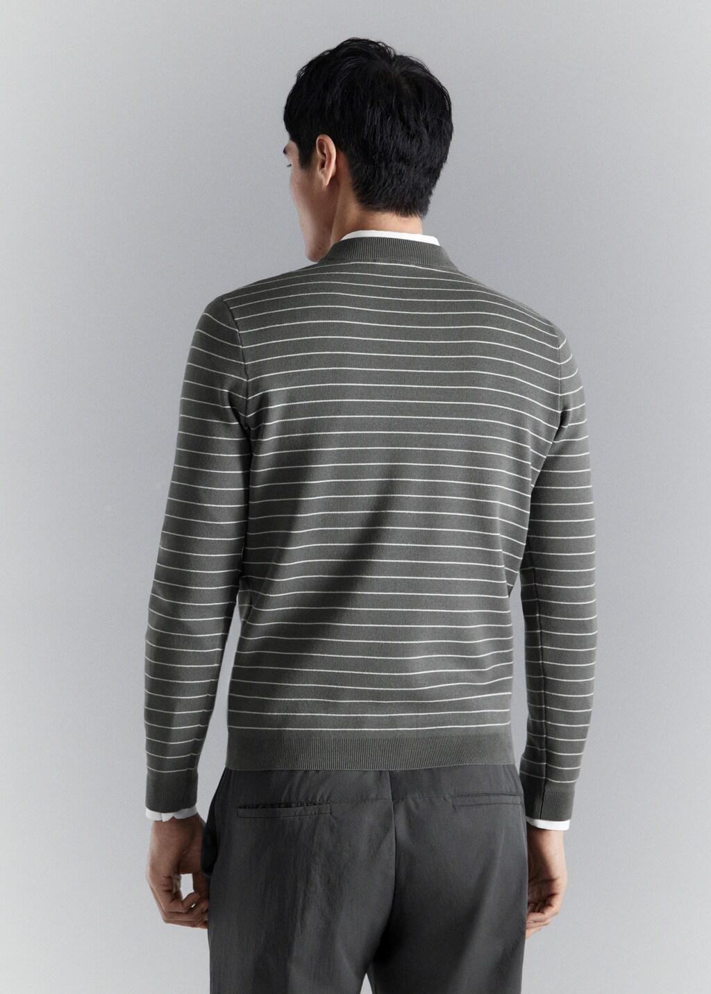 Grey Comfort Stretch Striped Jersey, Dark Grey, large image number 2