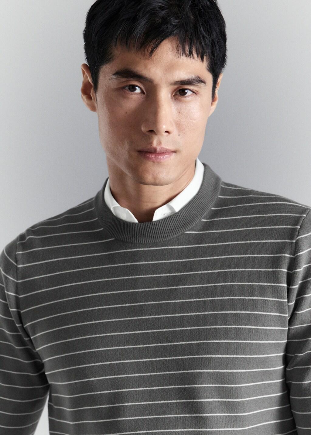 Grey Comfort Stretch Striped Jersey, Dark Grey, large image number 4