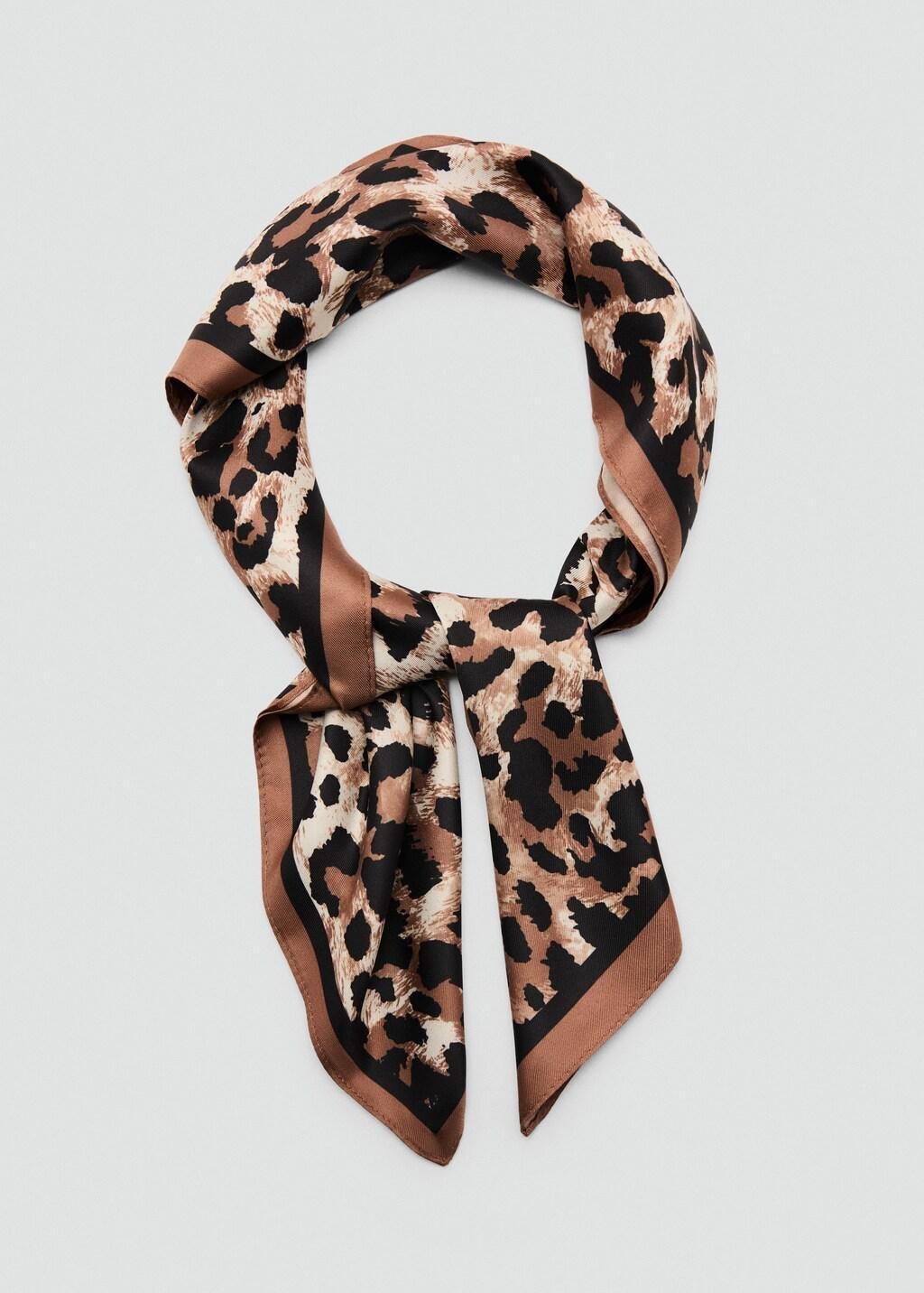 Brown Animal Print Scarf, 0201_30, large image number 1