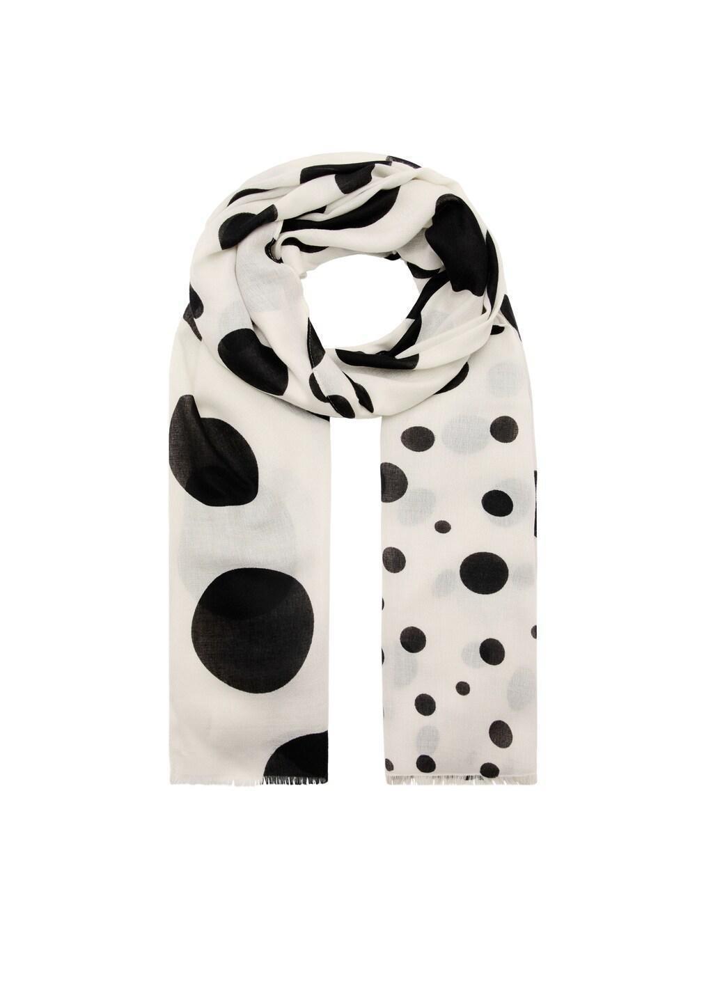 Beige Spots Print Scarf, 0201_05, large image number 1