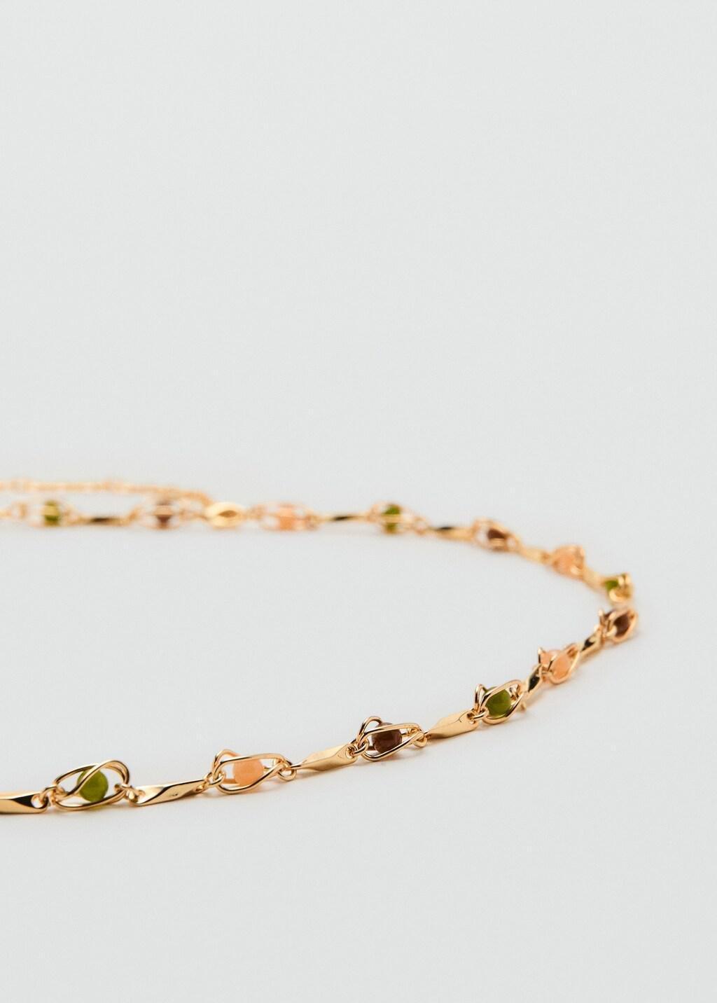 Gold Beaded Chain Belt, Gold, large image number 1