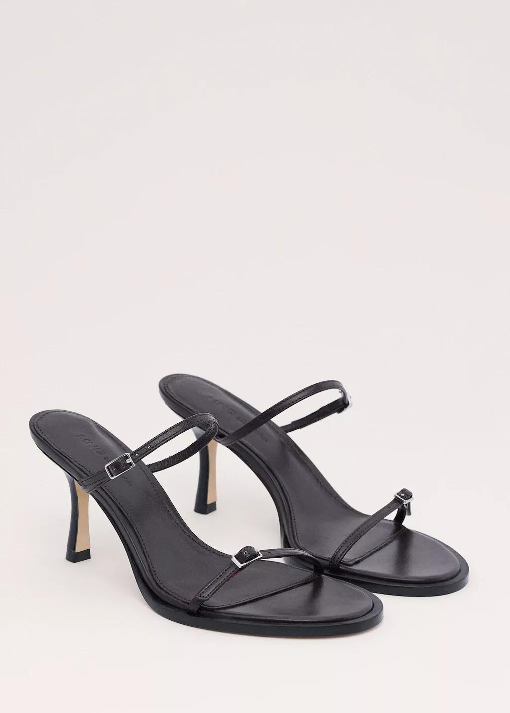 Brown 100% Leather Sandals With Buckle Straps, Dark Brown, large image number 1