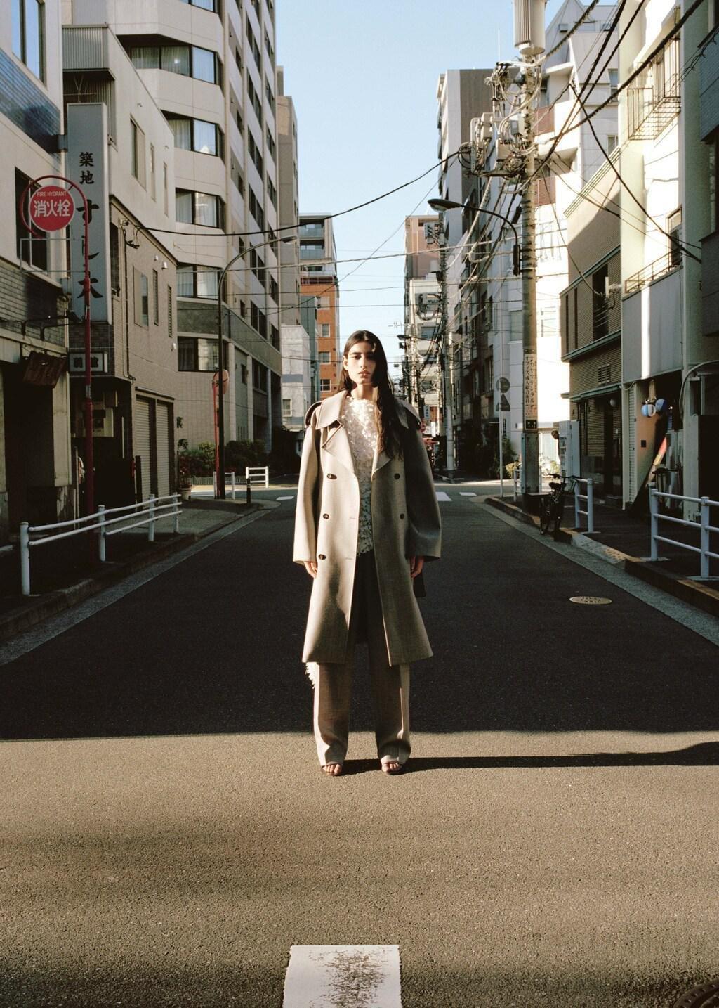 Grey Double-Breasted Trench 100% Wool, Grey, large image number 0