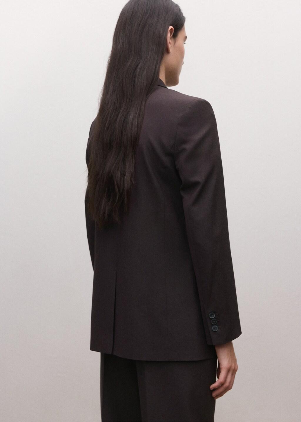 Burgundy Double-Breasted Wool Suit Jacket, Dark Purple, medium