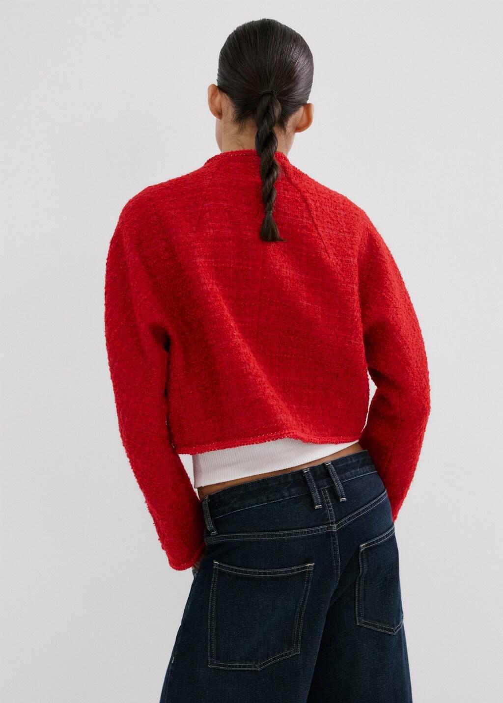 Red Tweed Jacket With Jewel Buttons, Red, large image number 2