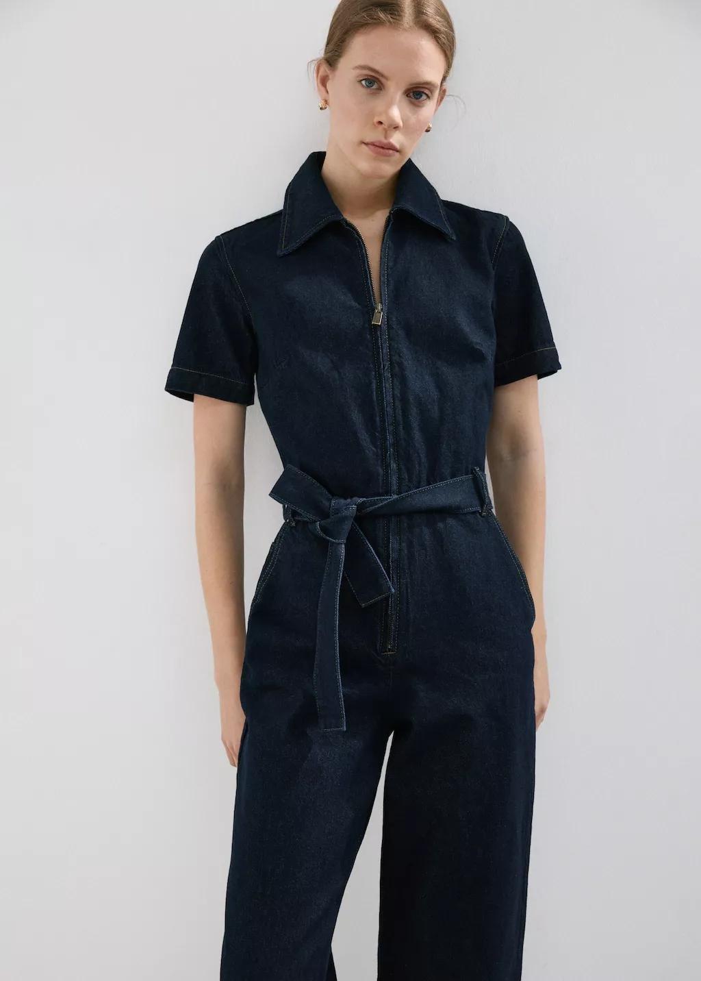 Blue Belt Denim Jumpsuit, Open Blue, large image number 3