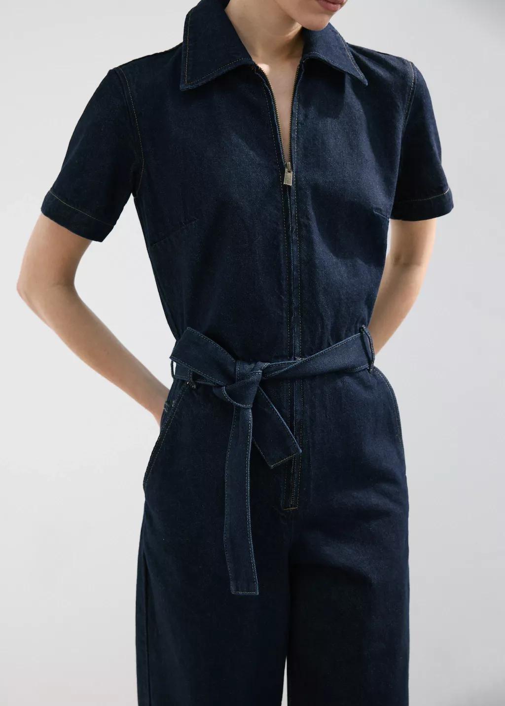 Blue Belt Denim Jumpsuit, Open Blue, large image number 6