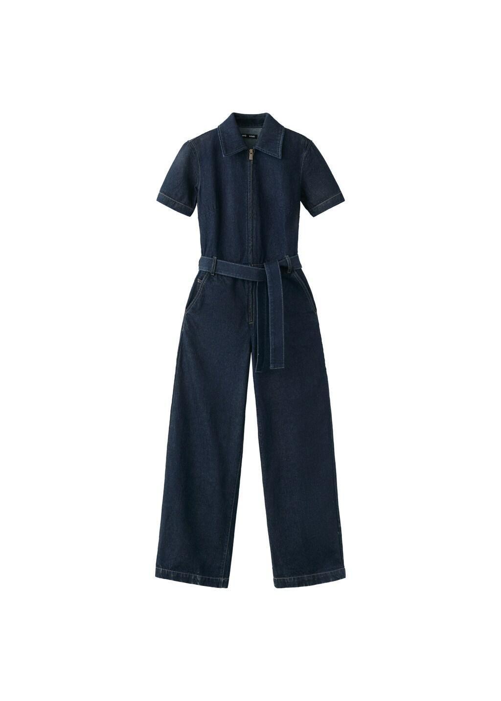 Blue Belt Denim Jumpsuit, Open Blue, large image number 7