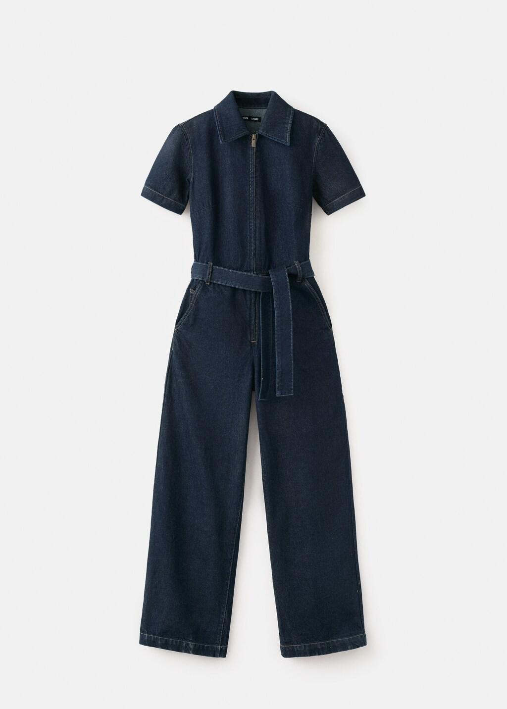Blue Belt Denim Jumpsuit, Open Blue, large image number 8