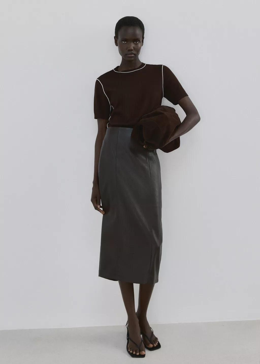 Brown Fine Knit Sweater With Contrasting Stripes, 0201_32, large image number 0