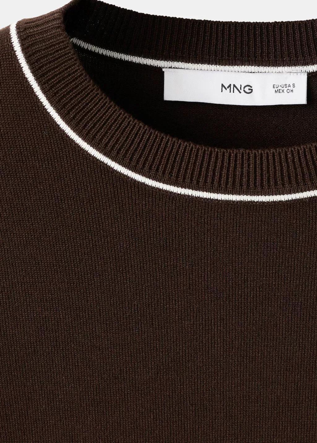 Brown Fine Knit Sweater With Contrasting Stripes, 0201_32, large image number 1