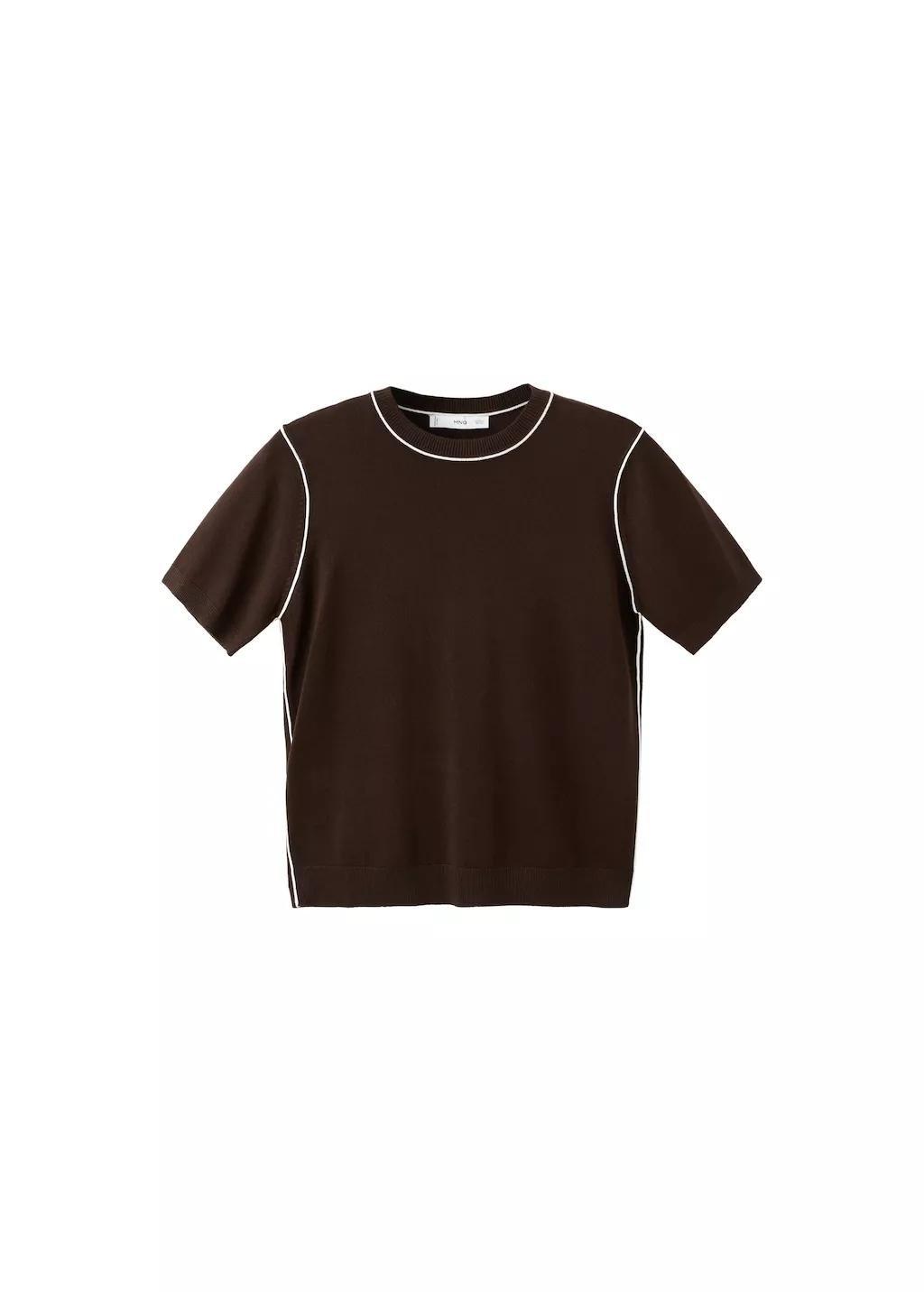 Brown Fine Knit Sweater With Contrasting Stripes, 0201_32, large image number 6