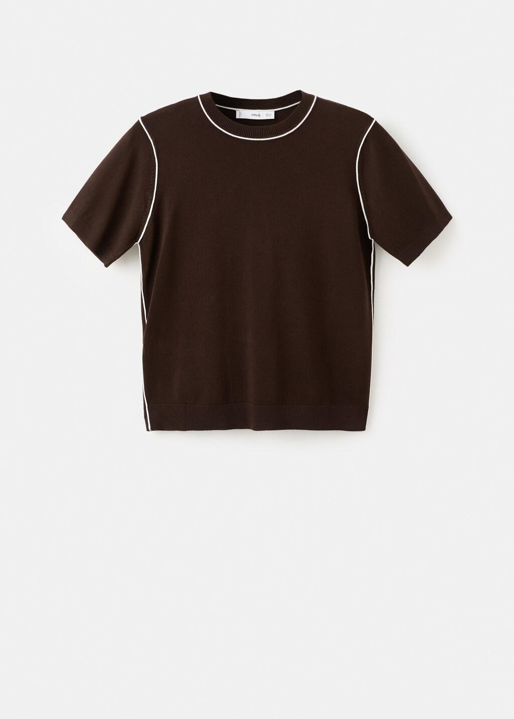 Brown Fine Knit Sweater With Contrasting Stripes, 0201_32, large image number 7