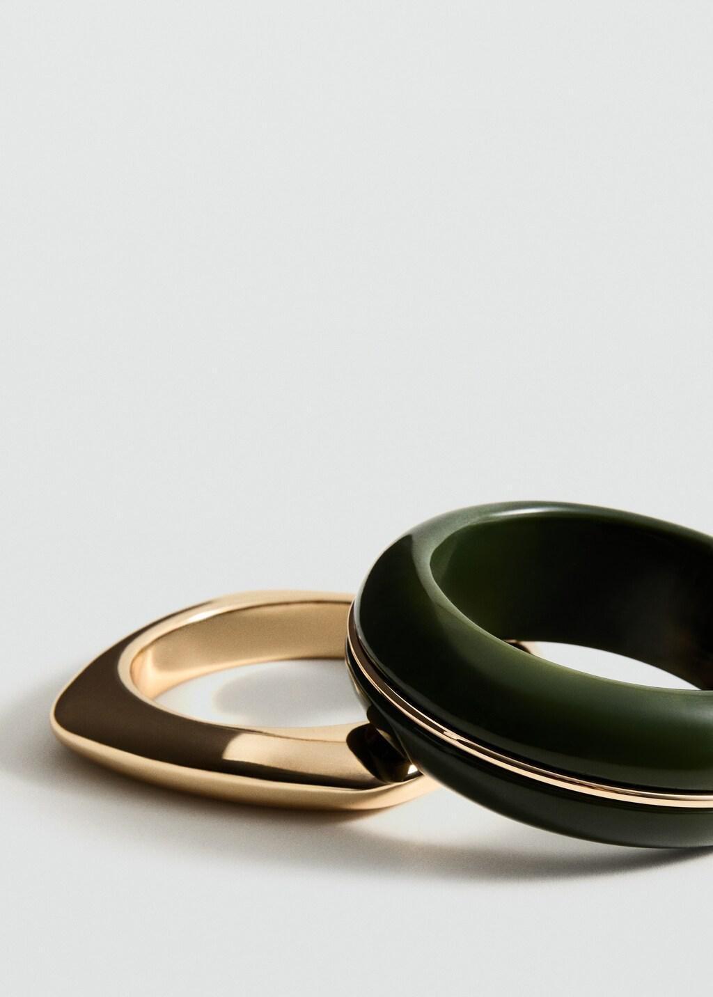 Gold Set Of Combined Rigid Bracelets, Gold, large image number 0