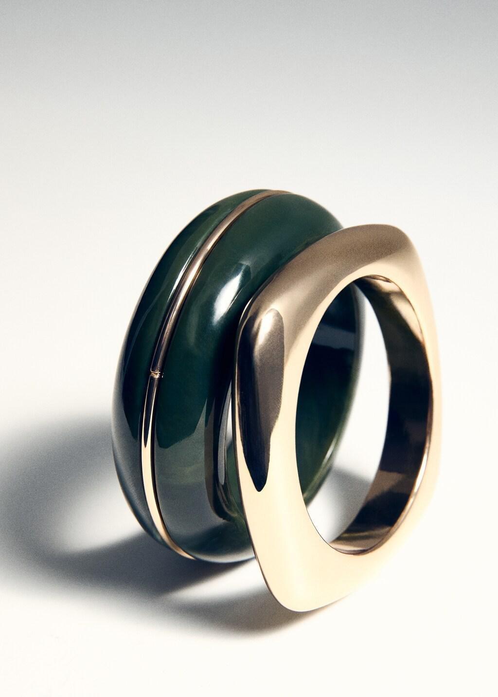 Gold Set Of Combined Rigid Bracelets, Gold, large image number 1