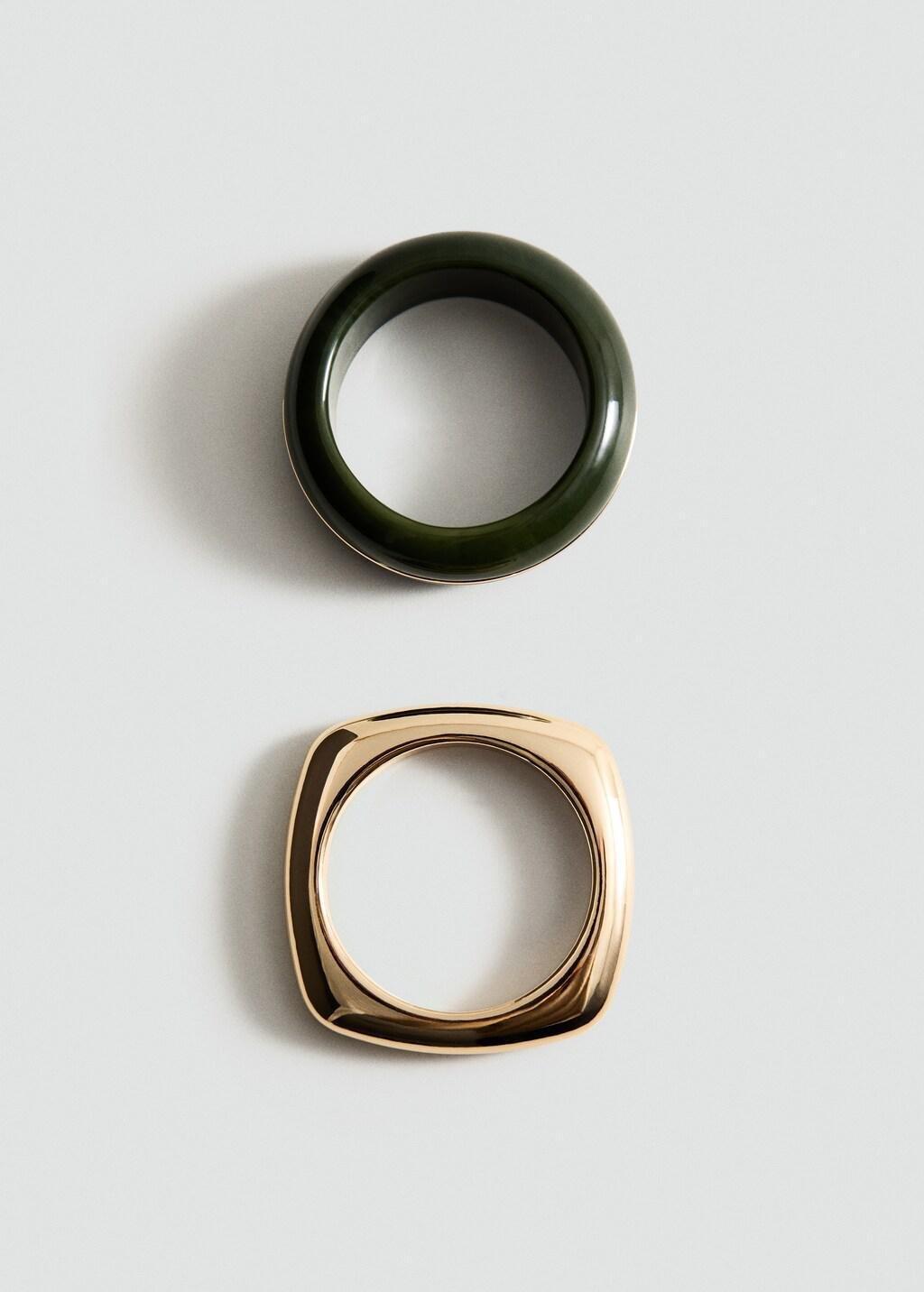 Gold Set Of Combined Rigid Bracelets, Gold, large image number 3