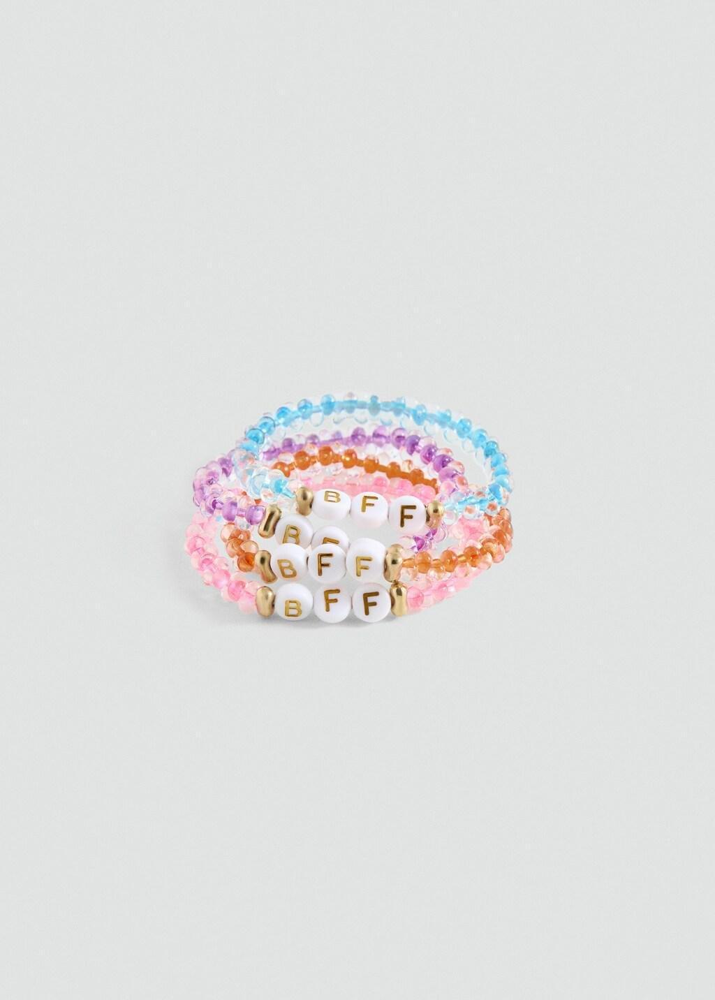 Pink Pack Of 4 Best Friends Bracelets, Kids Girl, Pink, medium