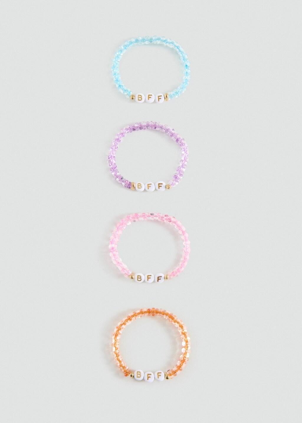 Pink Pack Of 4 Best Friends Bracelets, Kids Girl, Pink, medium