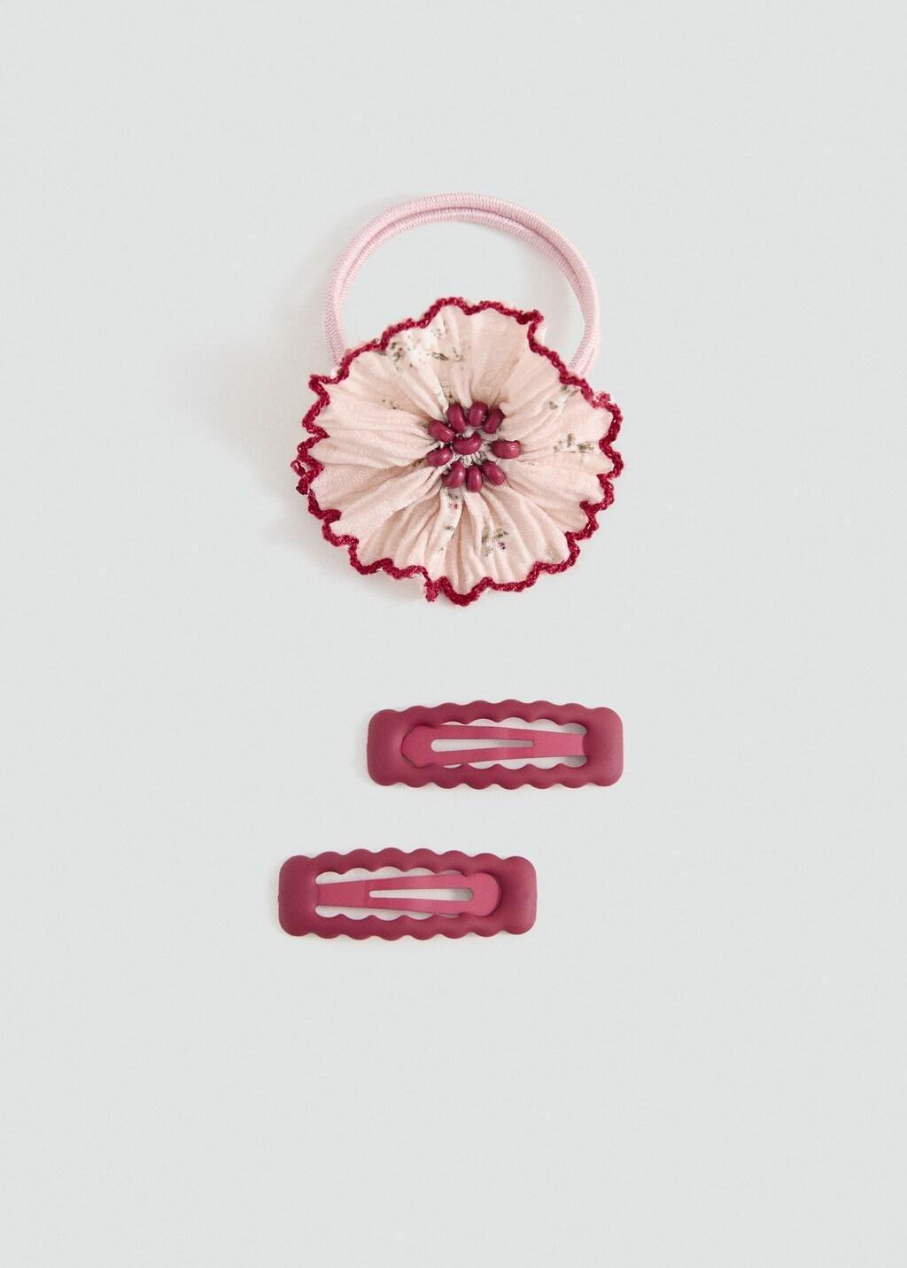 Red Pack Of Rubber Bands And Clips, Kids Girl, Dark Red, medium