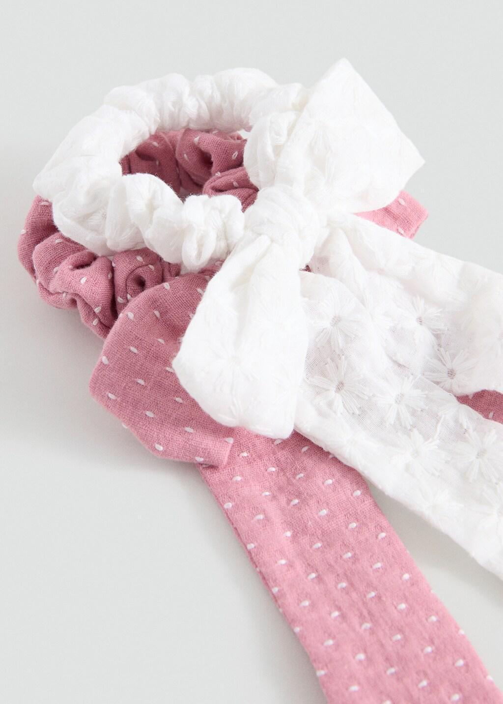 White Bow Hair Tie, Kids Girl, White, medium