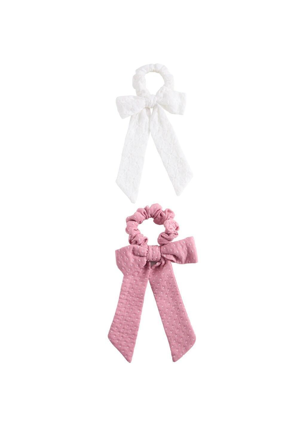 White Bow Hair Tie, Kids Girl, White, large image number 1