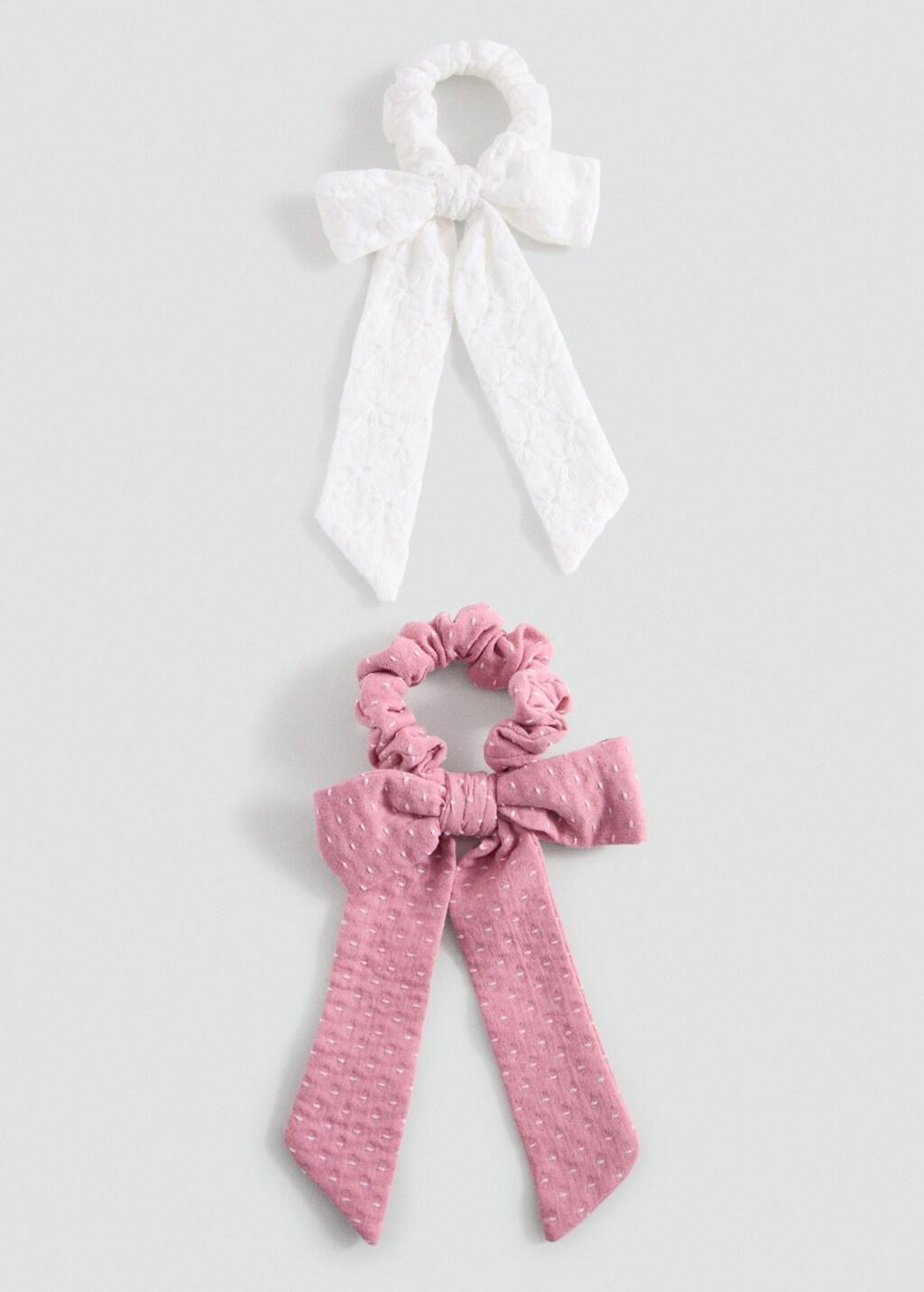 White Bow Hair Tie, Kids Girl, White, medium
