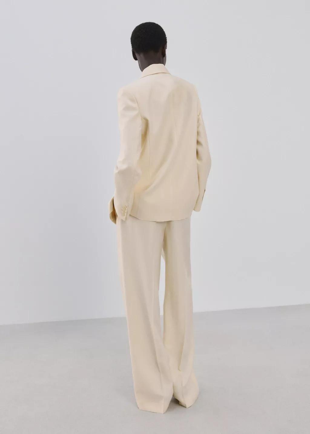 Beige Low-Rise Lyocell Trousers, Light Beige, large image number 2