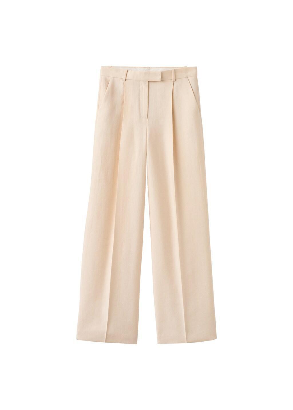 Beige Low-Rise Lyocell Trousers, 0201_05, large image number 6