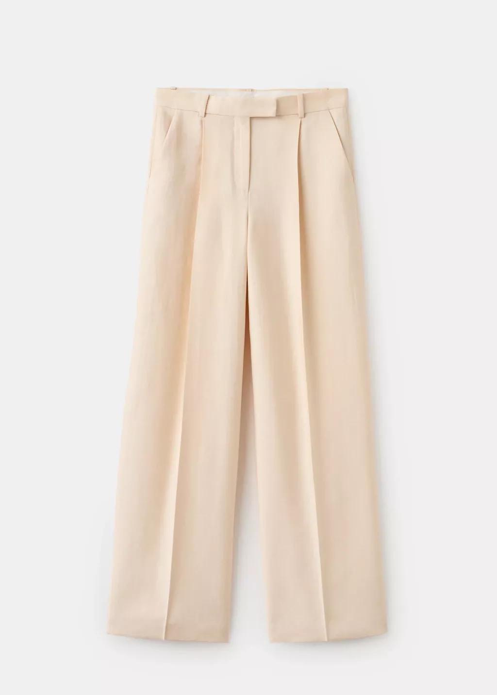 Beige Low-Rise Lyocell Trousers, 0201_05, large image number 7