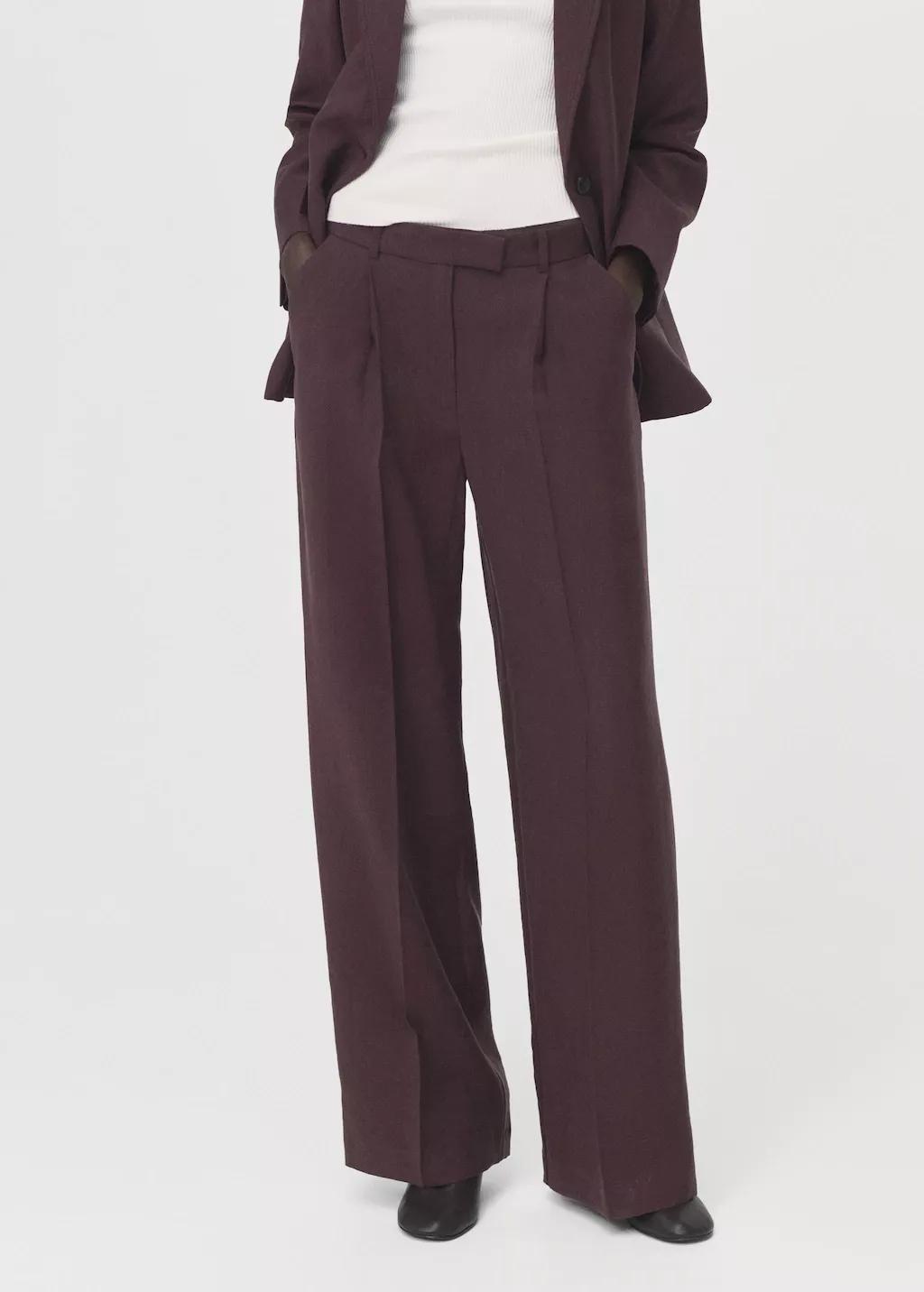 Purple Low-Rise Lyocell Trousers, Medium Purple, large image number 3