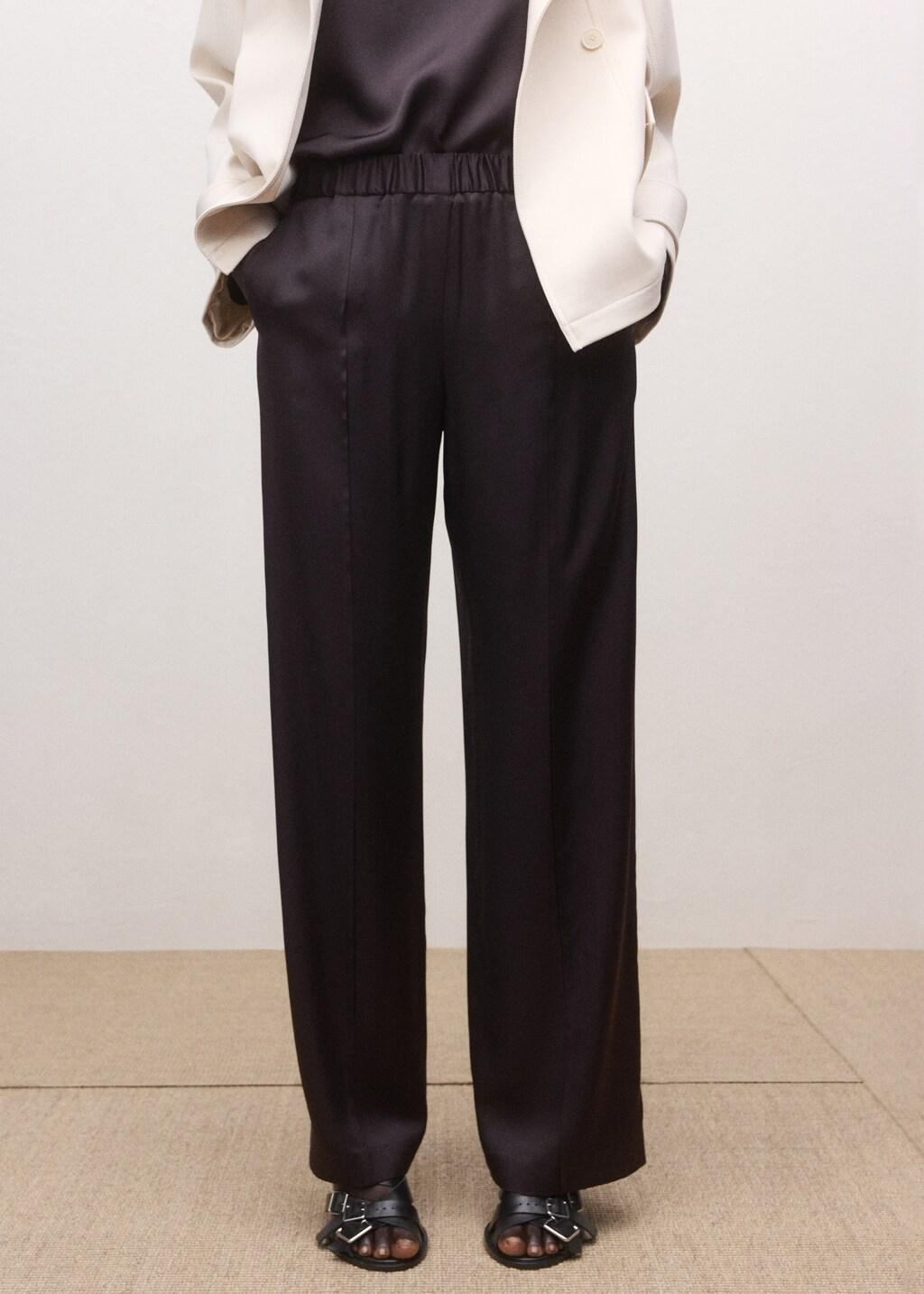 Brown Straight-Leg Trousers With Adjustable Waist, Brown, large image number 3