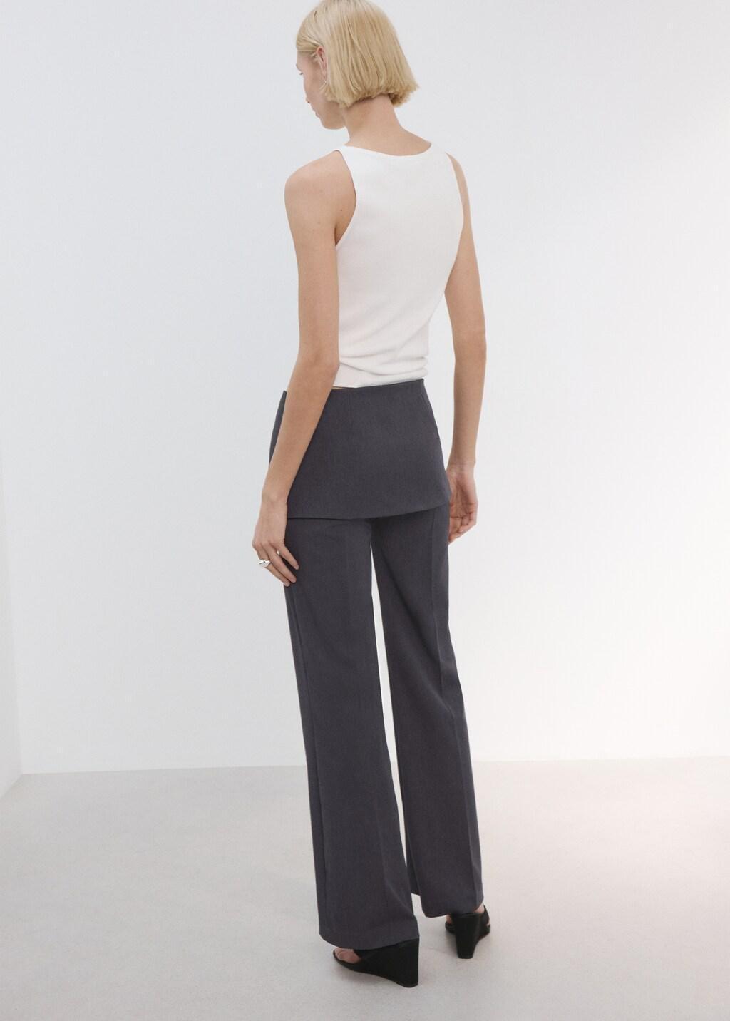 Grey Straight-Leg Trousers With A Mixed Design, Grey, large image number 2