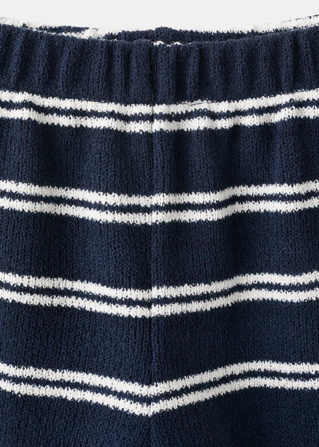 Navy Striped Cotton Trousers, Baby Girl, Navy, medium